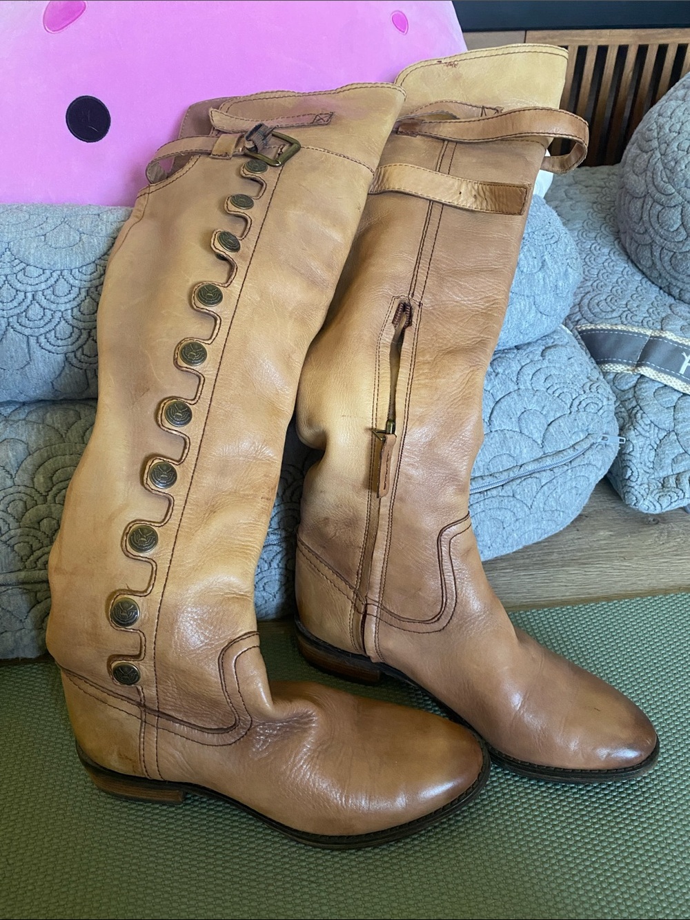 Sam Edelman Tan Leather Knee-High Riding Boots - Women size 6